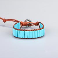 Gemstone Bracelets cowhide cord with Gemstone & 304 Stainless Steel fashion jewelry & for woman Sold Per 13-28 cm Strand
