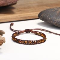 Natural Tiger Eye Bracelets Wax Cord with Tiger Eye fashion jewelry & for woman multi-colored Sold Per 14-30 cm Strand