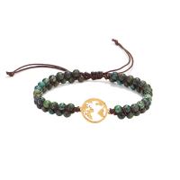 Fashion Turquoise Bracelets, Wax Cord, with African Turquoise & 304 Stainless Steel, fashion jewelry & for woman, multi-colored, Sold Per 14-28 cm Strand