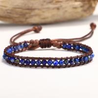 Natural Lapis Lazuli Bracelets, Wax Cord, with Lapis Lazuli, fashion jewelry & for woman, blue, Sold Per 14-30 cm Strand