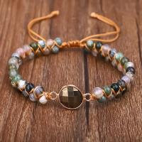 Gemstone Bracelets Polyester Cord with Jasper Stone & Indian Agate & Brass with 12cm extender chain fashion jewelry & for woman multi-colored Sold Per 20 cm Strand