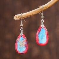 Gemstone Earrings, liga de zinco, with A pedra do rei, joias de moda & para mulher, Mais cores pare escolha, 45x15mm, vendido por par
