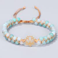 Gemstone Bracelets Polyester Cord with Natural Stone & Brass with 12cm extender chain fashion jewelry & for woman blue Sold Per 16 cm Strand