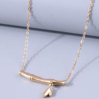 Titanium Steel Necklace, with 4cm extender chain, Bamboo, Galvanic plating, for woman, golden, 26mm, Length:Approx 44 cm, Sold By PC