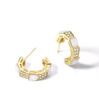 Cubic Zirconia Micro Pave Brass Earring with Cubic Zirconia & Resin gold color plated for woman nickel lead & cadmium free Sold By Pair