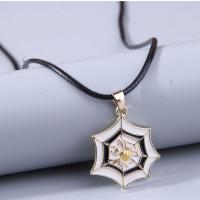 Tibetan Style Necklace, with Wax Cord, with 4cm extender chain, Spider Web, gold color plated, Unisex & enamel, mixed colors, nickel, lead & cadmium free, 23x30mm, Length:Approx 44 cm, Sold By PC