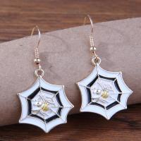 Tibetan Style Drop Earring, Spider Web, gold color plated, for woman & enamel, mixed colors, nickel, lead & cadmium free, 23x43mm, Sold By Pair