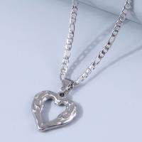 Stainless Steel Jewelry Necklace, 304 Stainless Steel, with 4cm extender chain, Heart, Unisex & hollow, original color, 22mm, Length:Approx 46 cm, Sold By PC