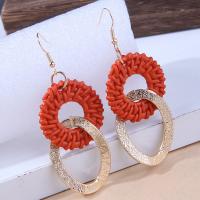 Resin Earring, with Aluminum Alloy, gold color plated, for woman & hollow, orange, 25x68mm, Sold By Pair
