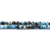 Feuerachat Perle, rund, poliert, DIY & verschiedene Größen vorhanden & facettierte, blau, verkauft per ca. 38 cm Strang