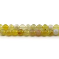 Natürliche Streifen Achat Perlen, rund, poliert, DIY & verschiedene Größen vorhanden, gelb, verkauft per ca. 38 cm Strang