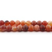 Natürliche Streifen Achat Perlen, rund, poliert, DIY & verschiedene Größen vorhanden & satiniert, rot, verkauft per ca. 38 cm Strang