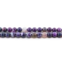 Natürliche Streifen Achat Perlen, rund, poliert, DIY & verschiedene Größen vorhanden & satiniert, violett, verkauft per ca. 38 cm Strang