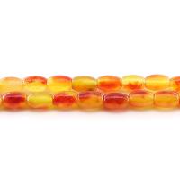 Natural Chalcedony Bead, barrel, polished, dyed & DIY, orange, nickel, lead & cadmium free, 8x12mm, Approx 31PCs/Strand, Sold By Strand