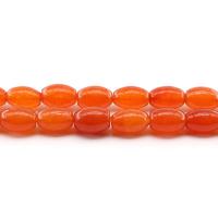Natural Chalcedony Bead, barrel, polished, dyed & DIY, reddish orange, 8x12mm, Approx 31PCs/Strand, Sold By Strand