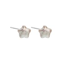 Freshwater Pearl øreringe, Ferskvandsperle, Stjerne, for kvinde, hvid, 9x9mm, Solgt af par