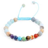 Gemstone Bracelets, ​Amazonite​, with Polyester Cord & Gemstone, Round, handmade, Unisex & adjustable, mixed colors, Length:7.93 Inch, Sold By PC
