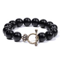 Gemstone Bracelets with Zinc Alloy Round antique bronze color plated & Unisex Length 7.5 Inch Sold By PC