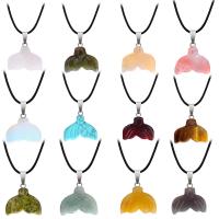 Gemstone Pendants Jewelry with Zinc Alloy Mermaid tail silver color plated DIY Sold By PC