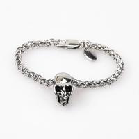 Stainless Steel Jewelry Bracelet, 304 Stainless Steel, Skull, polished, Halloween Design & Unisex, original color, Length:7.1 Inch, Sold By PC