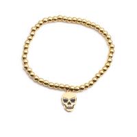 Stainless Steel Jewelry Bracelet 316L Stainless Steel Skull gold color plated Halloween Design & Unisex golden Length 16-22 cm Sold By PC