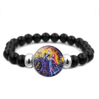 Fashion Time Gem Bracelet, Resin, with Tibetan Style, silver color plated, Halloween Design & elastic & Unisex & different styles for choice, black, Length:7.1 Inch, Sold By PC