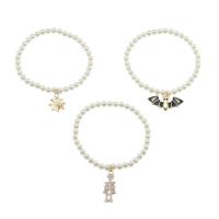 Plastic Bracelet Plastic Pearl with Zinc Alloy plated Halloween Design & three pieces & for woman & enamel white 50mm Sold By Set