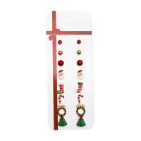 Christmas Earrings Zinc Alloy plated 8 pieces & Christmas Design & for woman mixed colors nickel lead & cadmium free 3-16mm Sold By Set