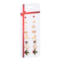 Christmas Earrings Zinc Alloy gold color plated 8 pieces & Christmas Design & for woman mixed colors nickel lead & cadmium free Sold By Set