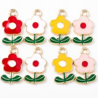 Tibetan Style Flower Pendants, gold color plated, DIY & enamel, more colors for choice, nickel, lead & cadmium free, 20x11mm, Sold By PC