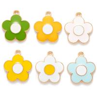 Tibetan Style Enamel Pendants, Flower, gold color plated, DIY, more colors for choice, nickel, lead & cadmium free, 19x22mm, Sold By PC