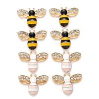 Mobile Phone DIY Decoration Zinc Alloy Bee gold color plated enamel & with rhinestone nickel lead & cadmium free Sold By PC