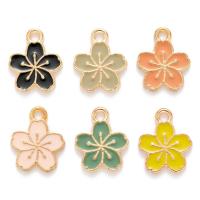 Tibetan Style Enamel Pendants, Oriental Cherry, gold color plated, DIY, more colors for choice, nickel, lead & cadmium free, 15x12mm, Sold By PC