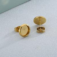 Stainless Steel Earring Stud Component, 304 Stainless Steel, 18K gold plated, DIY & for woman, golden, 10mm, Sold By Pair