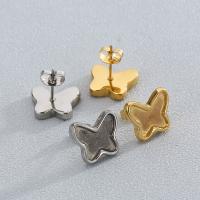 Stainless Steel Earring Stud Component 304 Stainless Steel Butterfly Vacuum Ion Plating DIY & for woman 10*8mm 14*12mm Sold By Pair