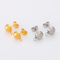 Stainless Steel Earring Stud Component 304 Stainless Steel Vacuum Ion Plating DIY & for woman 8mm Sold By Pair