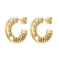 Stainless Steel Stud Earrings 304 Stainless Steel Vacuum Ion Plating fashion jewelry & for woman 24.80mm Sold By Pair