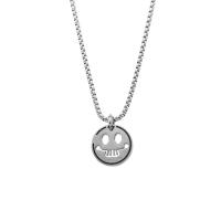Titanium Steel Necklace Smiling Face polished fashion jewelry & for man silver color 23mm Length 70 cm Sold By PC