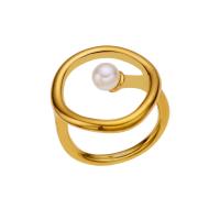 Titanium Čelik Finger Ring, s Plastična Pearl, modni nakit & bez spolne razlike & različite veličine za izbor & šupalj, više boja za izbor, Veličina:6-8, Prodano By PC