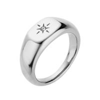 Titanium Steel Finger Ring, Eight Point Star, Vacuum Ion Plating, fashion jewelry & Unisex & different size for choice & micro pave cubic zirconia, more colors for choice, US Ring Size:6-8, Sold By PC