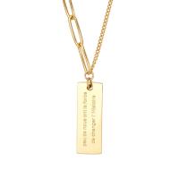 Titanstahl Halskette, mit Verlängerungskettchen von 5cm, Rechteck, Modeschmuck & für Frau, goldfarben, 26x10mm, Länge:43 cm, verkauft von PC