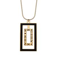 Titanium Steel Necklace, with 5cm extender chain, Rectangle, Vacuum Ion Plating, fashion jewelry & with roman number & Unisex & hollow, more colors for choice, 40x22mm, Length:72 cm, Sold By PC