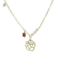 Zinc Alloy smykker halskæde, med Plastic Pearl, med 6cm extender kæde, Flower, guldfarve belagt, mode smykker & for kvinde, gylden, nikkel, bly & cadmium fri, Længde 37.5 cm, Solgt af PC