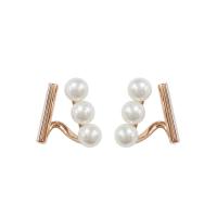 Zinc Alloy Stud Earring with Plastic Pearl gold color plated fashion jewelry & for woman nickel lead & cadmium free 14mm Sold By Pair