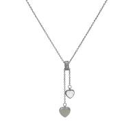 Cubic Zircon Micro Pave Brass Necklace, with 5cm extender chain, Heart, silver color plated, fashion jewelry & micro pave cubic zirconia & for woman, silver color, nickel, lead & cadmium free, Length:40 cm, Sold By PC