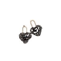 Rhinestone Earring Zinc Alloy Heart gold color plated fashion jewelry & for woman & with rhinestone nickel lead & cadmium free 25mm Sold By Pair