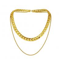 Iron Necklaces, gold color plated, Double Layer & fashion jewelry & Unisex, golden, nickel, lead & cadmium free, Length:58 cm, 48 cm, Sold By PC