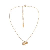 Titanium Steel Necklace, with 6.5cm extender chain, Round, Vacuum Ion Plating, fashion jewelry & adjustable & for woman, golden, 15x15mm, Length:40 cm, Sold By PC