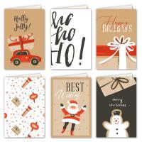 Weihnachts-Grußkarte, Papier, Rechteck, Drucken, Weihnachtsschmuck & verschiedene Muster für Wahl, keine, 150x100mm, 6PCs/setzen, verkauft von setzen