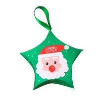 Papper Christmas Gift Box, Star, Utskrift, Julen smycken & olika mönster för val, fler färger för val, 75x75x75mm, 10PC/Ställ, Säljs av Ställ